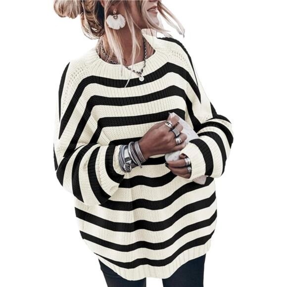 Sweaters - Womens Oversized Sweaters Loose Solid Casual Long Sleeve Mock Neck